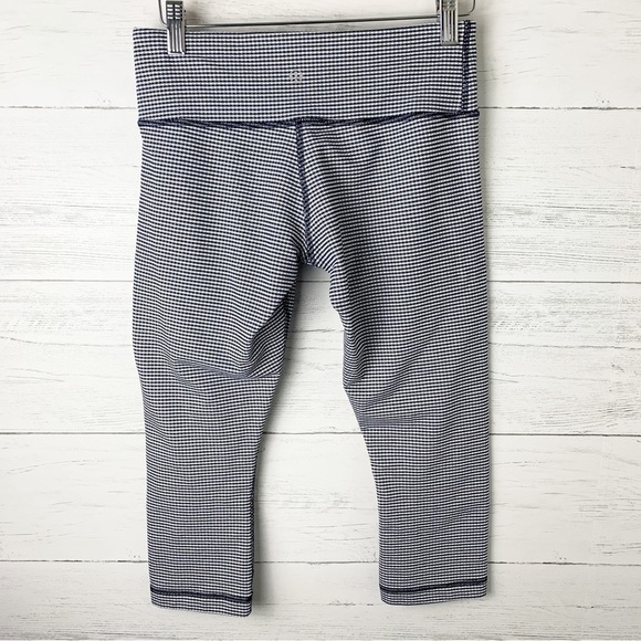 Lululemon Wunder Under Crop II Gingham Luon White Black 6 - Picture 6 of 9